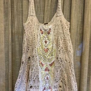 Free People Crochet Lace Tank Top with Sequin Detail